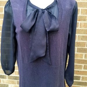 Peck & Peck Womens M Blue Sheer Babydoll Bow